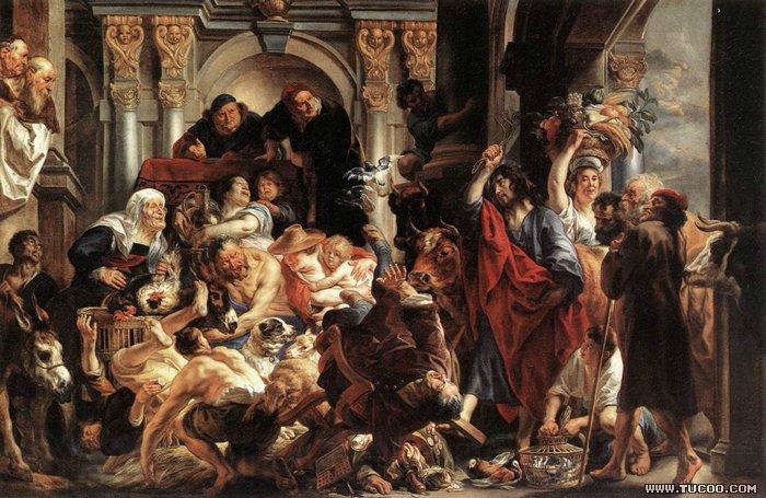 JORDAENS, Jacob Christ Driving the Merchants from the Temple Norge oil painting art